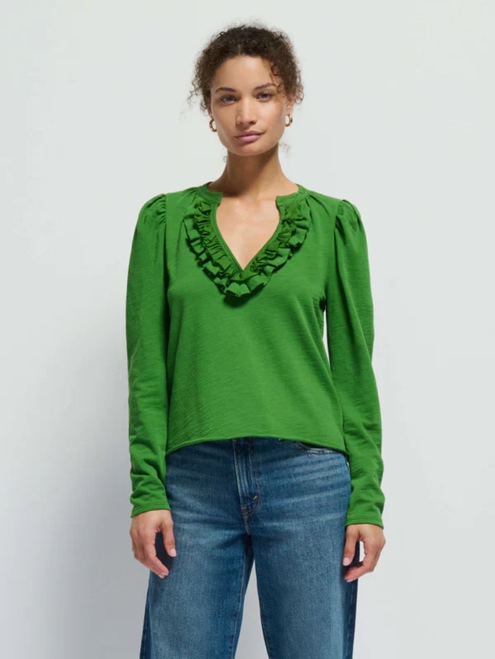NWT Nation Los Angeles Valita Split Neck Long Sleeve Top